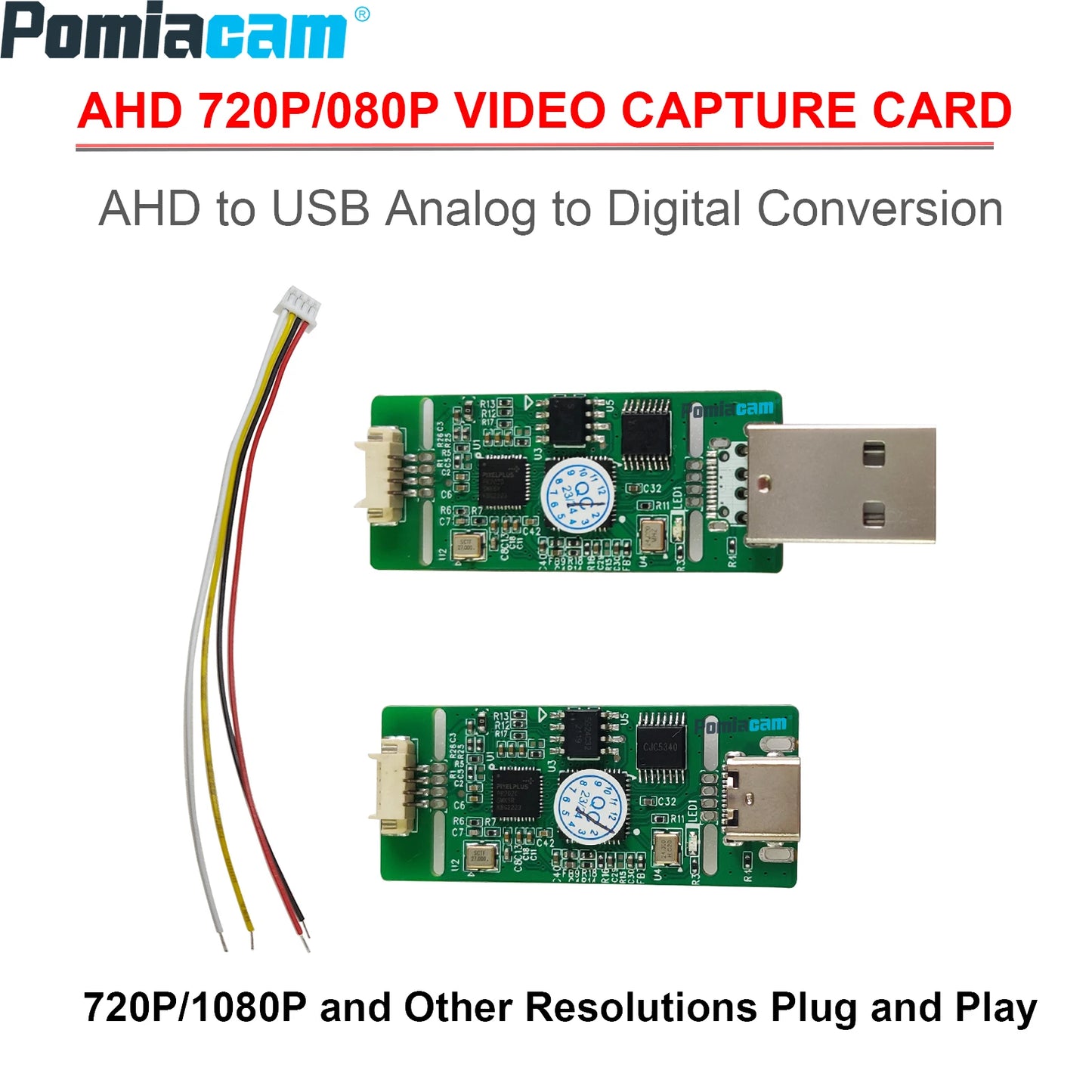 Wholesale AHD To USB Capture Analog Signal To Digital USB Camera Module AHD To Type-c Module AHD 720P/1080P for Android Free Plug and Play