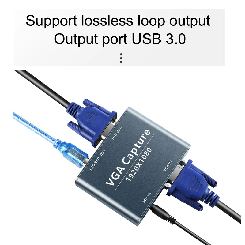 Support Wholesale, support OEM Device Driver Free VGA digital converter VGA to USB adapter video capture card 3.0 USB 2.0 VGA -compatible video Recorder 1080P