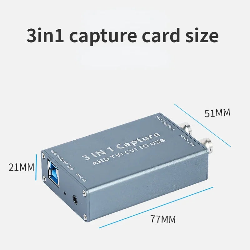 wholesale 3-in-1 Video Capture Card AHD TVI CVI Input USB3.0 Output Computer 1080P HD Drive-free Support Loop Out Support Customization