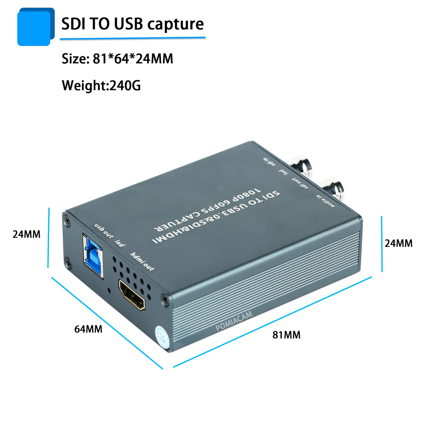 SDI al USB 3.0 1080P 60fps YUY2 SDI Sensilo HDMI Loopout Eligo SDI/HDMI Aŭdio-Video-Sensilo-Karto por Vindozo, Linukso, OS Ludo Streaming Videoregistrado